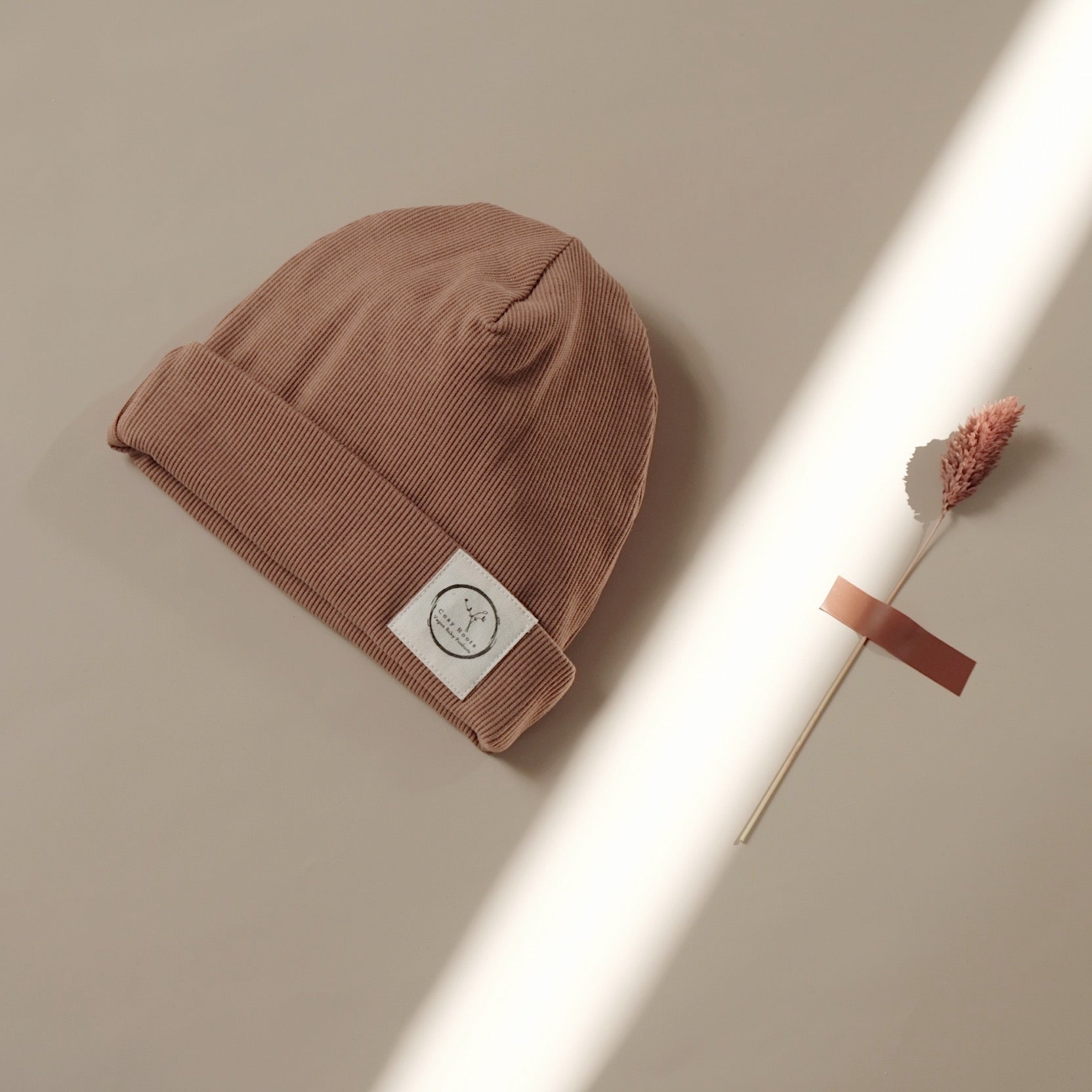 Organic Rib Beanie - Walnut - S A L E